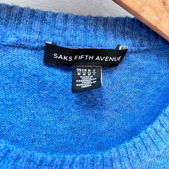 Blue Saks Fifth Avenue Paris Knit Sweater Womens‎ M Wool & Cashmere Blend - Picture 3 of 3